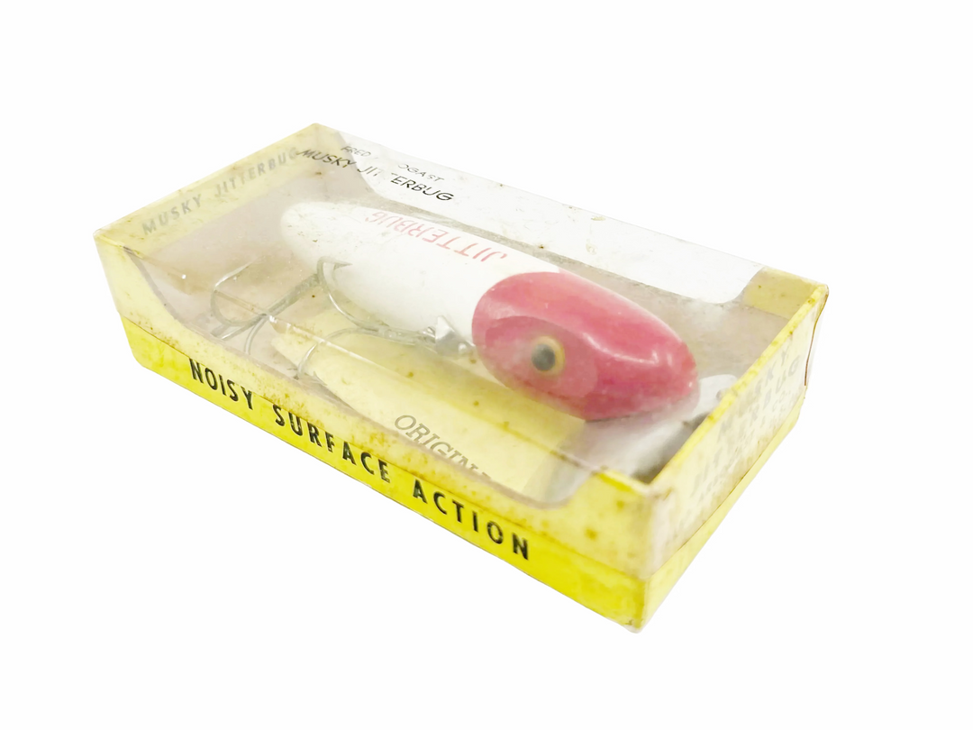 Arbogast Wooden Musky Jitterbug Red and White Color in Box