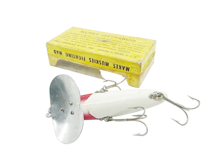Arbogast Wooden Musky Jitterbug Red and White Color in Box