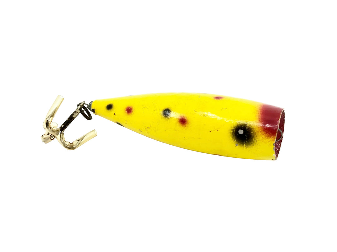 Vintage Wooden Musky Popper, Yellow/Spots Color