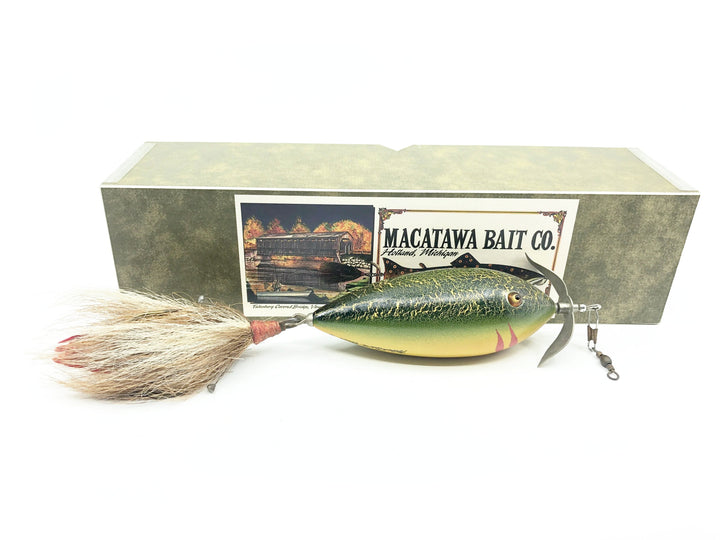 Macatawa Bait Co. Giant Artistic Minnow, Green Crackle Back w/Box