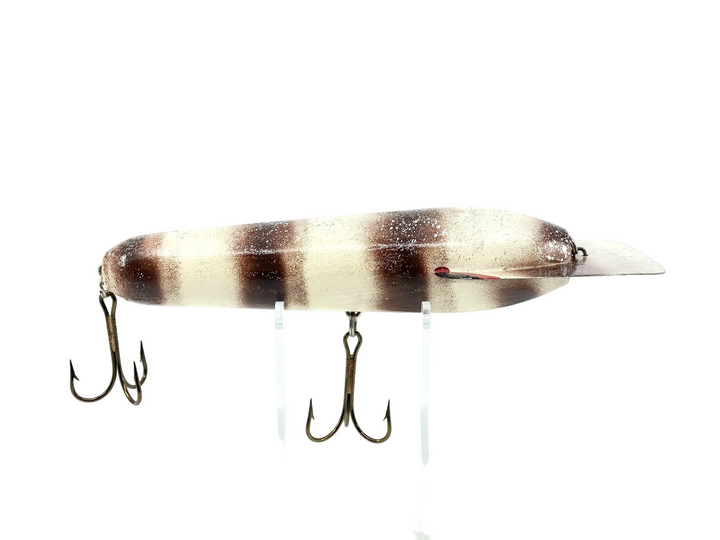 Len Hartman Musky Lure, Brown/White Craw Color - Early, Signed!