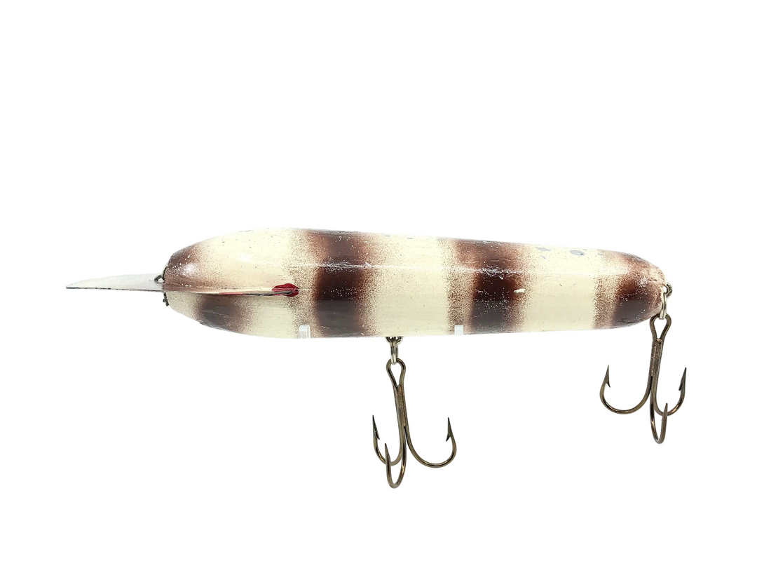 Len Hartman Musky Lure, Brown/White Craw Color - Early, Signed!