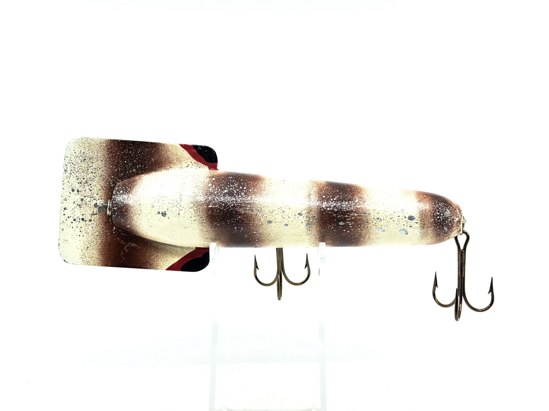 Len Hartman Musky Lure, Brown/White Craw Color - Early, Signed!