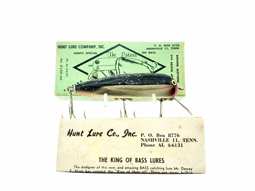 Hunt Lure Co. The Enticer, White/Black/Silver Flitter w/Box