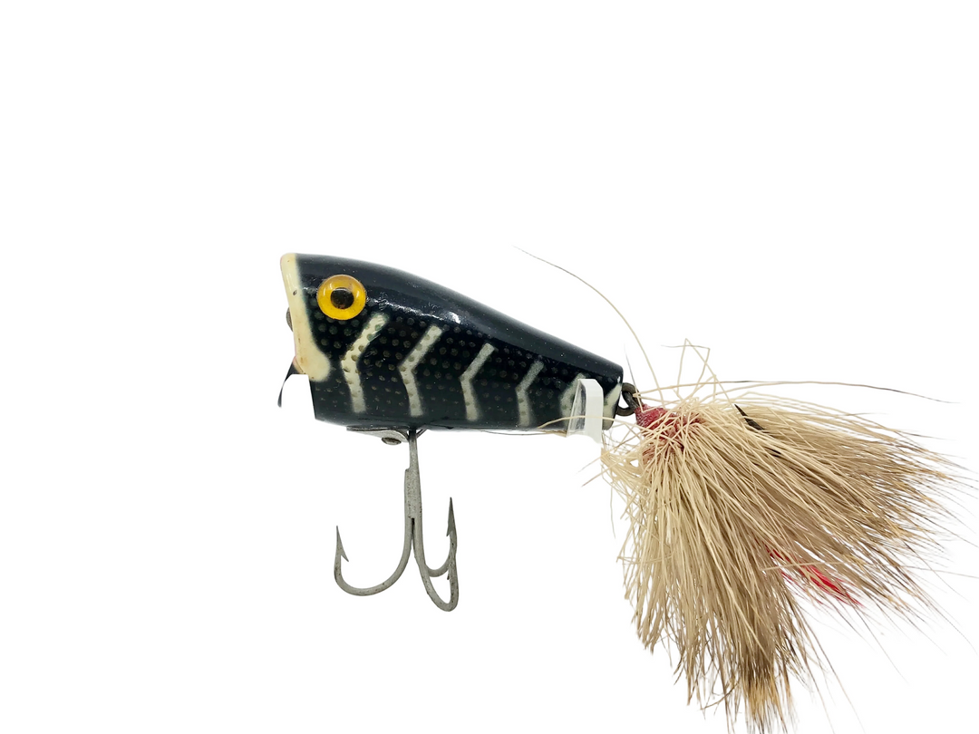 L & S Popper Bucktail Series 16BT, #44 Black Body/White Bars Color