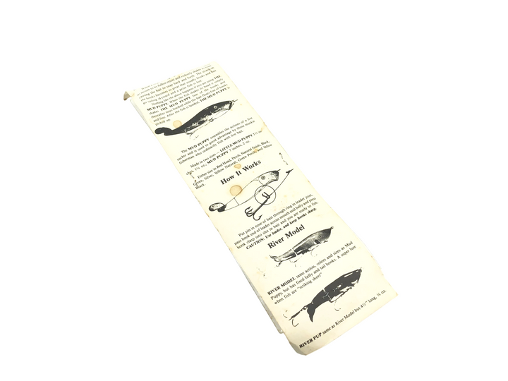 C.C. Robert's Mud Puppy River Surface Bait, Yellow/Black Ribs Color on Card