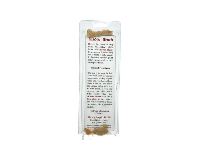 Musky Magic Tackle Slidin' Shad, Orange Tiger Color on Card