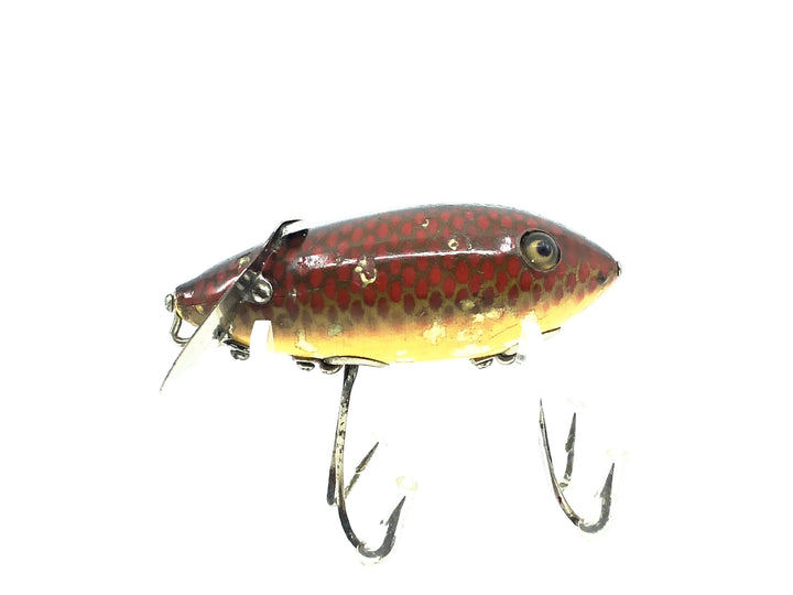 Heddon 1950 Midget Crab Wiggler, 9H Red Scale Color