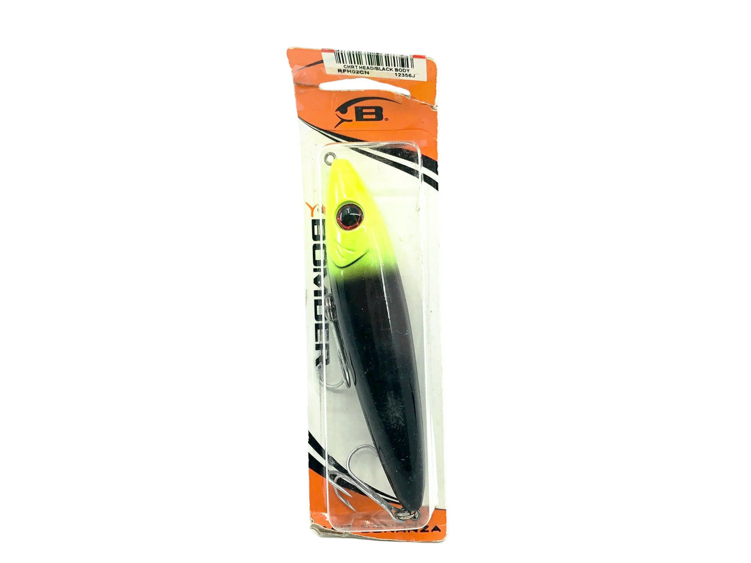 Bomber Walking Bait Chartreuse Head/Black Body on Card
