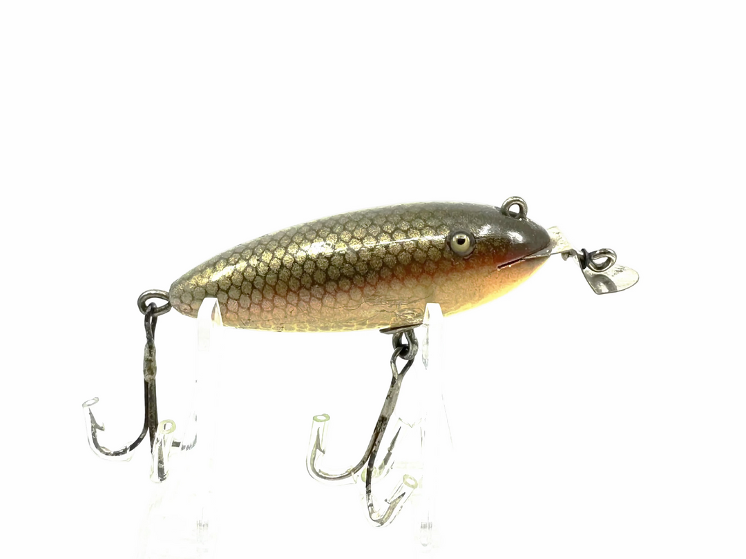 Creek Chub 200 Baby Wiggler, #00 Natural Chub Color-Early Version, Unmarked Lip, Very Good Condition