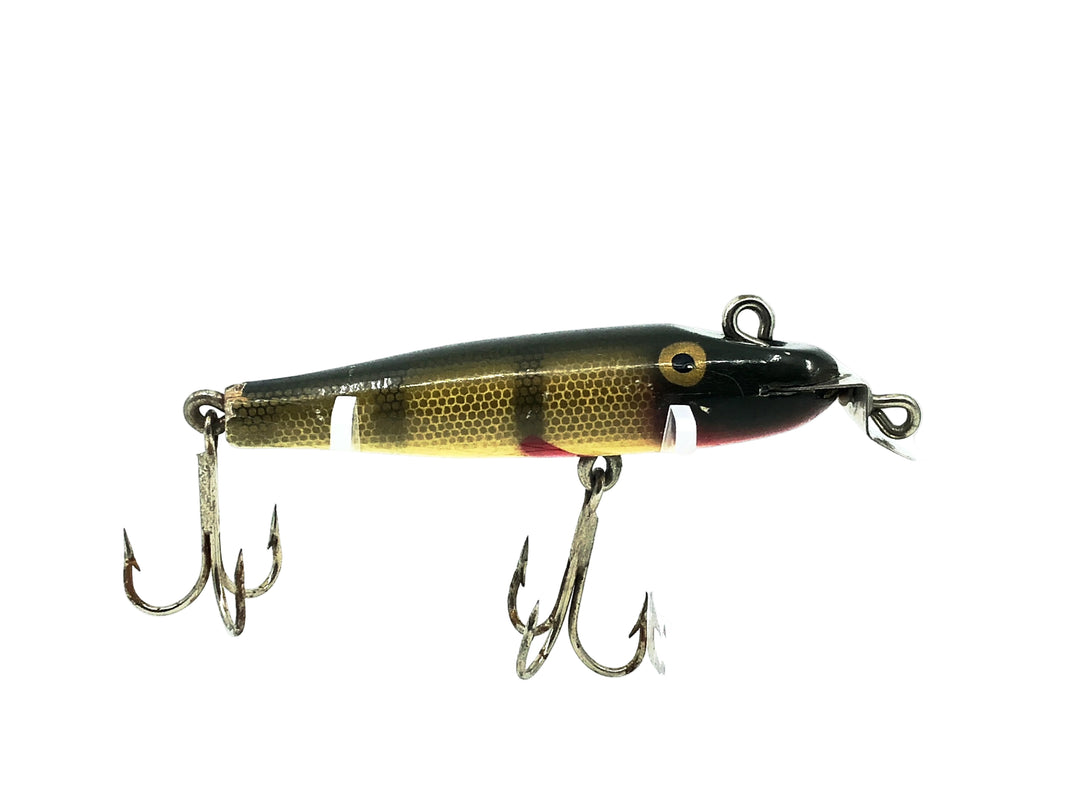 Creek Chub 2200 Midget Pikie, #01 Perch Scale Color, Early Model Double Line Tie Painted Eyes - 1924-35