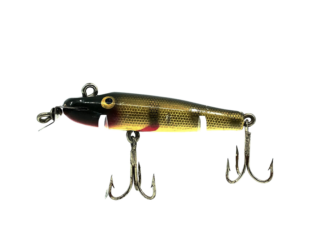 Creek Chub 2200 Midget Pikie, #01 Perch Scale Color, Early Model Double Line Tie Painted Eyes - 1924-35