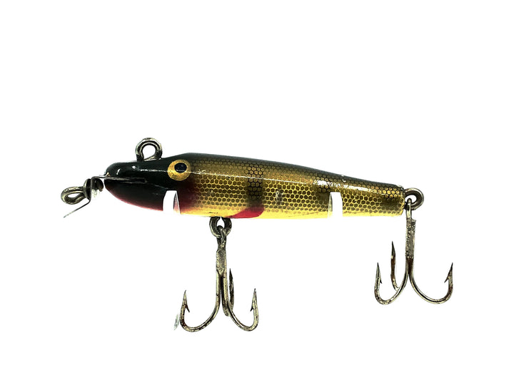 Creek Chub 2200 Midget Pikie, #01 Perch Scale Color, Early Model Double Line Tie Painted Eyes - 1924-35
