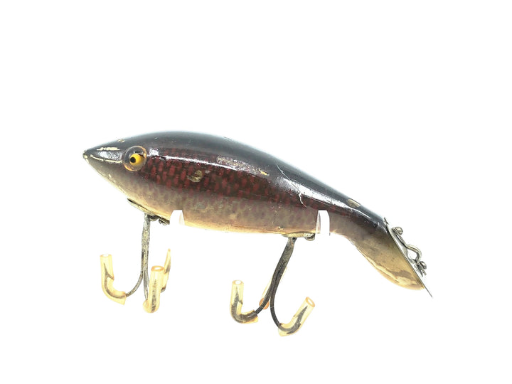 Heddon Wooden 5000 Tadpolly, 9H Red Scale Color, L-Rig, Heart Shape Lip