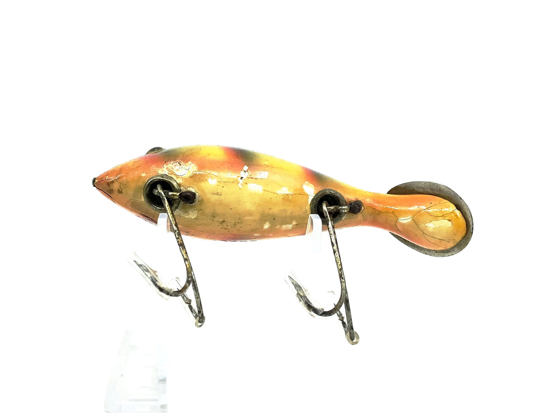 Heddon Wooden 5000 Tadpolly, 9A Yellow Perch (bar perch) Color, L-Rig, Heart Shape Lip