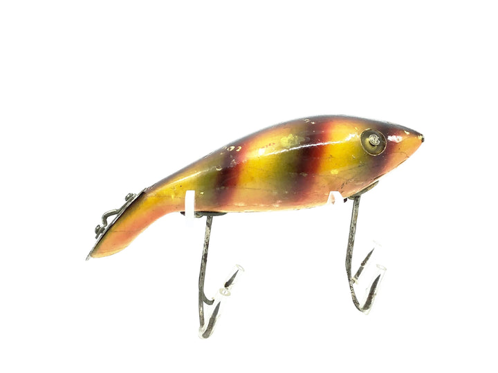 Heddon Wooden 5000 Tadpolly, 9A Yellow Perch (bar perch) Color, L-Rig, Heart Shape Lip