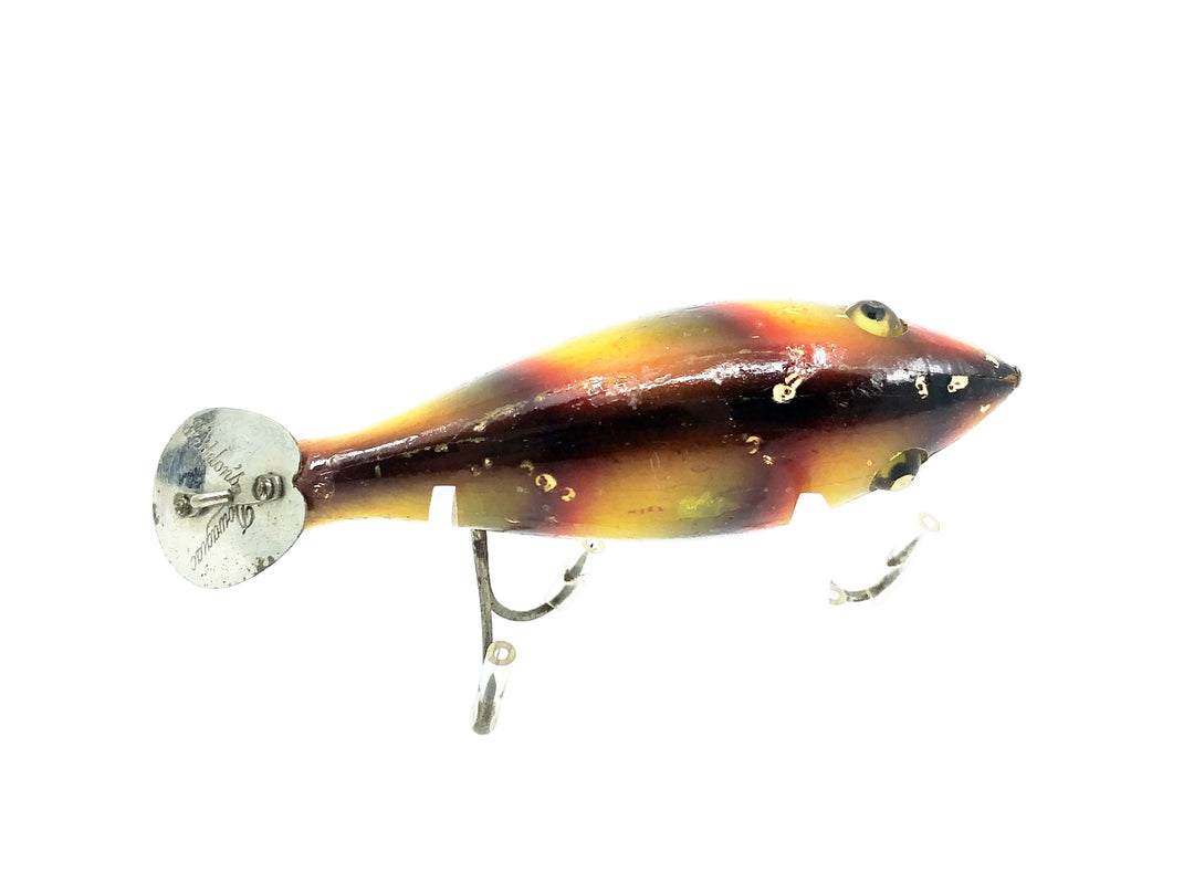 Heddon Wooden 5000 Tadpolly, 9A Yellow Perch (bar perch) Color, L-Rig, Heart Shape Lip