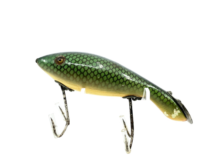 Heddon Wooden 5000 Tadpolly, 9D Green Scale Color, L-Rig