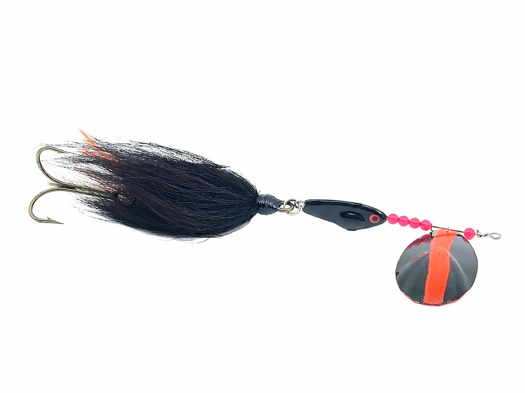 Weighted Head Musky Bucktail Spinner 1oz, Orange & Black Color