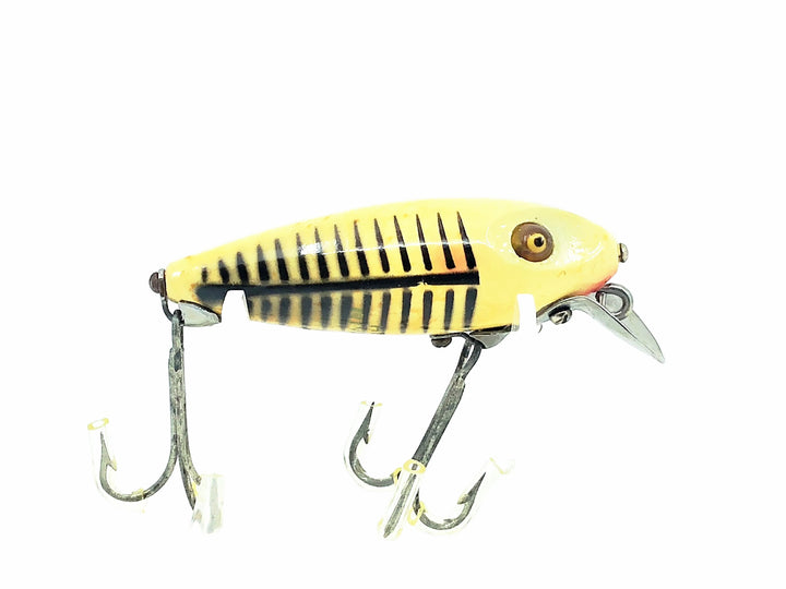 Heddon Wooden River Runt 110, XBP Pearl & Black Shore Minnow Color - Very Good Condition