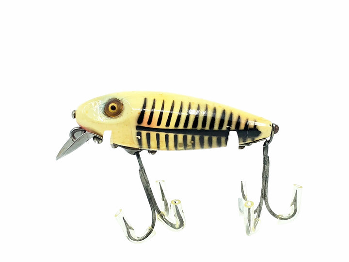 Heddon Wooden River Runt 110, XBP Pearl & Black Shore Minnow Color - Very Good Condition