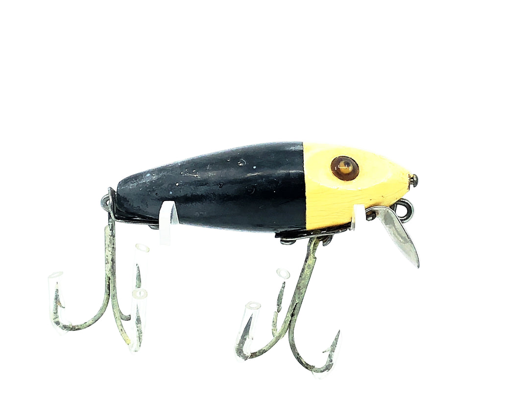 Heddon Wooden River Runt 110, 9GWH Black/White Head Color - Two Piece Hardware