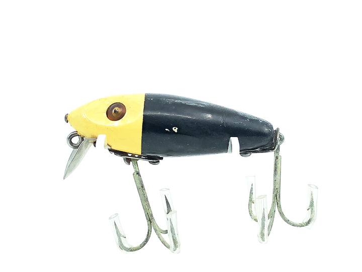 Heddon Wooden River Runt 110, 9GWH Black/White Head Color - Two Piece Hardware