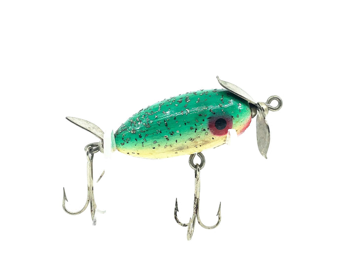 Paw Paw Midget Spinner, Green/Silver Flitter Color