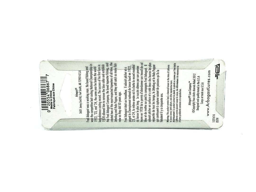 Arbogast Hula Popper G730 Frog/White Belly Color on Card