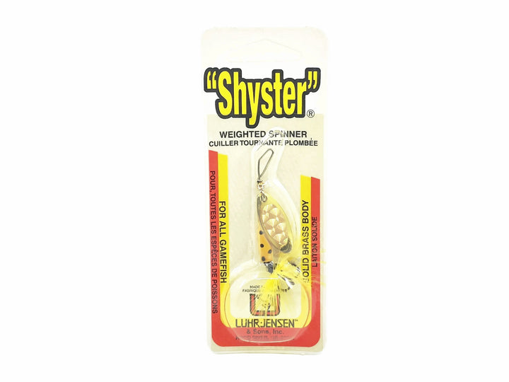 Luhr Jensen Shyster Spinner 1/8oz, Yellow Black Dot on Card