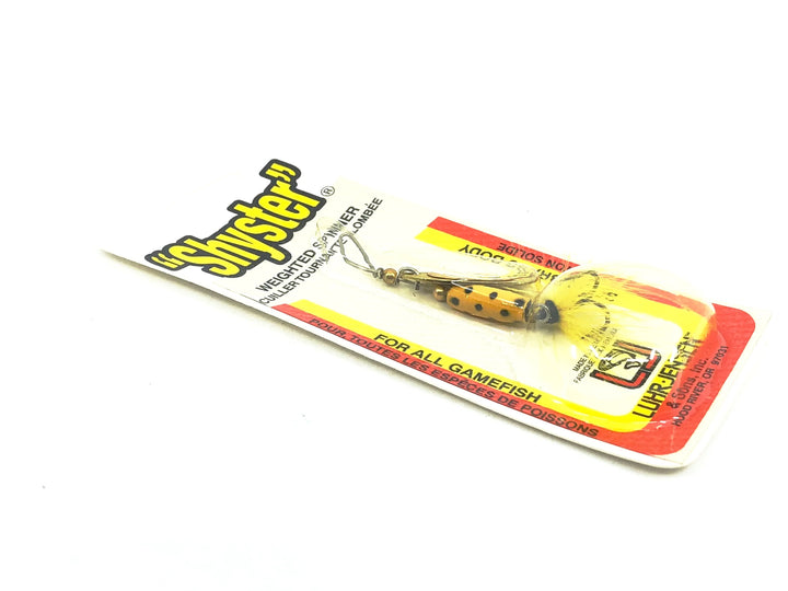 Luhr Jensen Shyster Spinner 1/8oz, Yellow Black Dot on Card