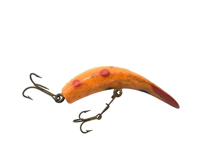 Helin Flatfish Wooden SPS Spinning Surface LOB Light Orange Red Tip Black Stripe