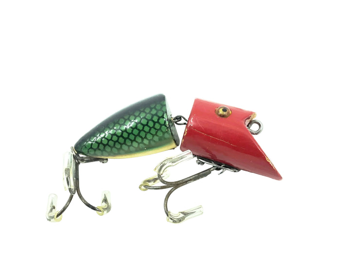 Heddon Zig Wag 8340, 9DRH Green Scale/Red Head Color - Glass Eyes