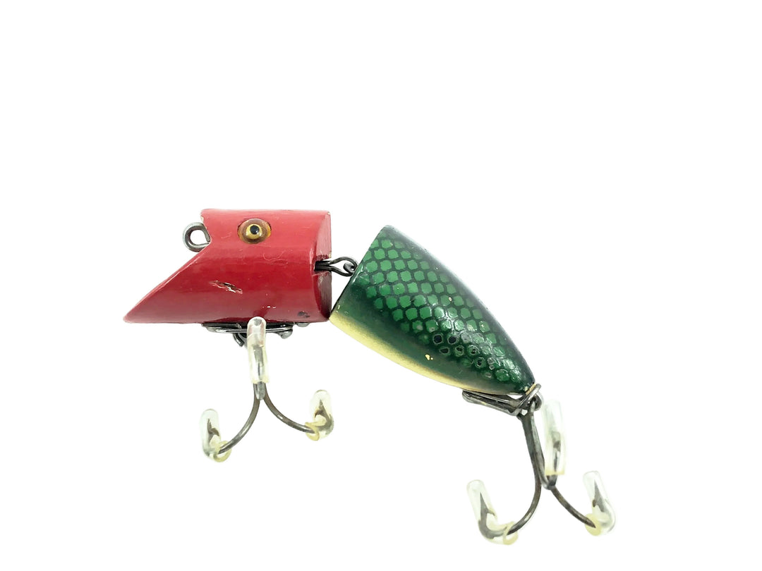 Heddon Zig Wag 8340, 9DRH Green Scale/Red Head Color - Glass Eyes