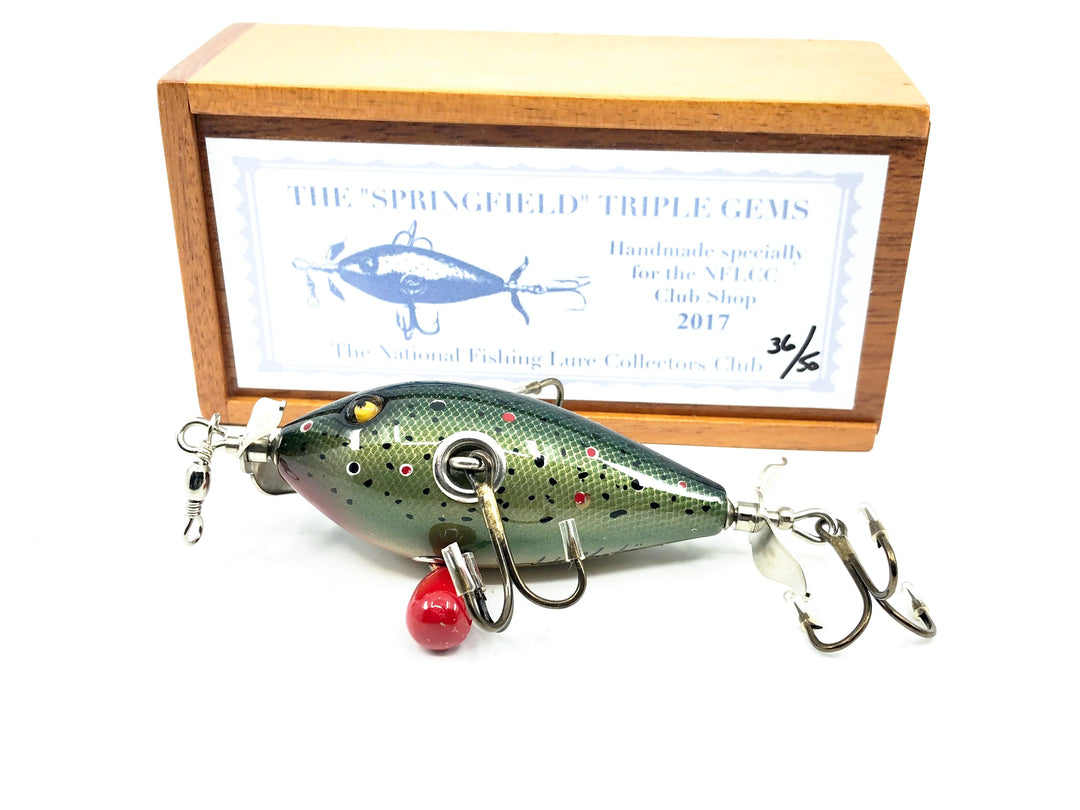 T.R Fish Custom Lures & Blank NFLCC Collectors Club 2017 Limited Edition Club Lure "Springfield" Triple Gems, Brown Trout w/Box