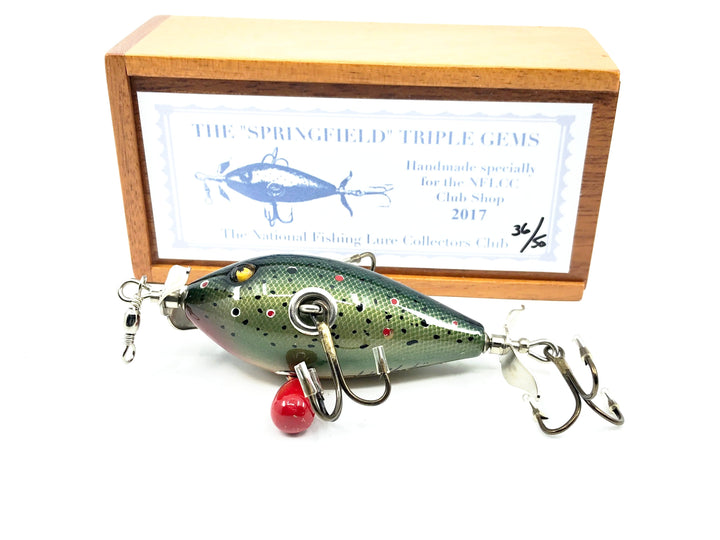 T.R Fish Custom Lures & Blank NFLCC Collectors Club 2017 Limited Edition Club Lure "Springfield" Triple Gems, Brown Trout w/Box