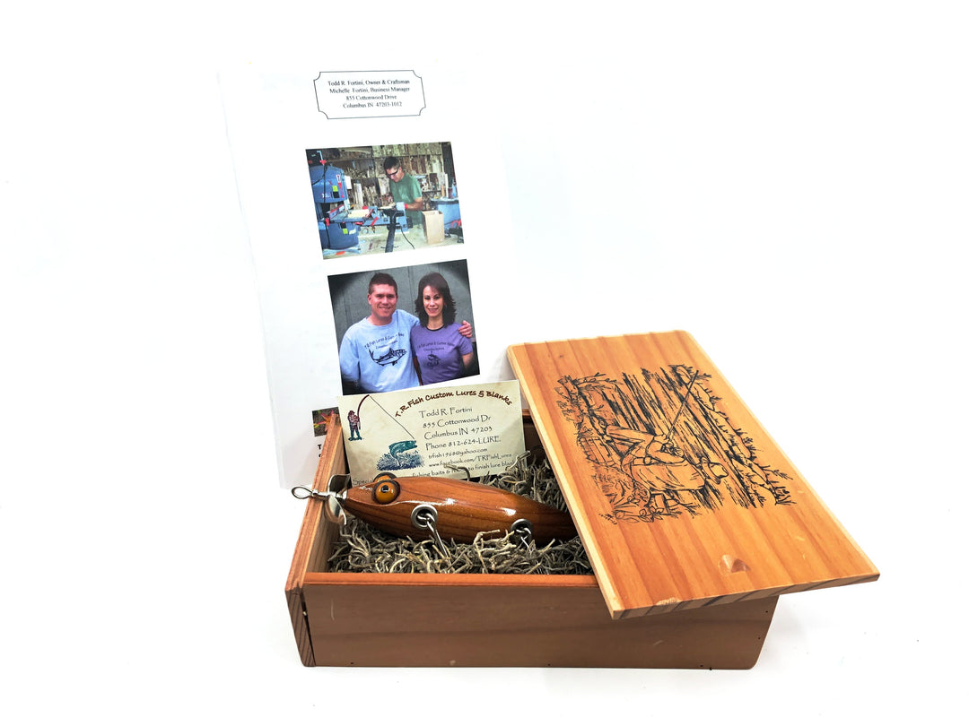 T.R Fish Custom Lures & Blank 2013/2014 "Relaxing" Top Water 5 Hook Minnow, Wood Finish w/Box
