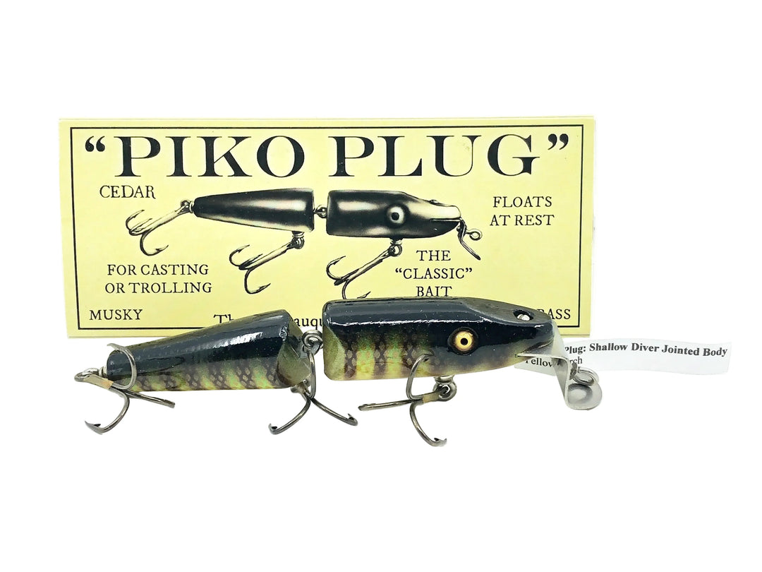 Chautauqua Jointed Shallow Diver Piko Plug, Yellow Perch Color - Glass Eyes, Older 2010s Model
