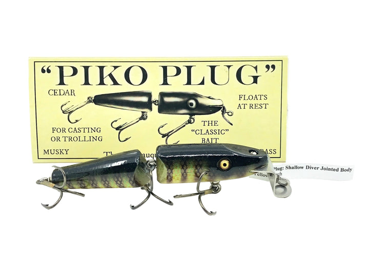 Chautauqua Jointed Shallow Diver Piko Plug, Yellow Perch Color - Glass Eyes, Older 2010s Model