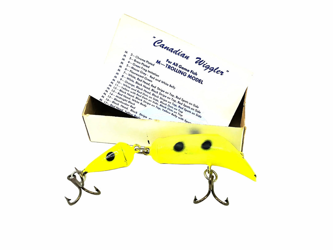 Canadian Wiggler MJ Jointed Model Lure, Chartreuse/Black Dots Color w/Box & Paperwork