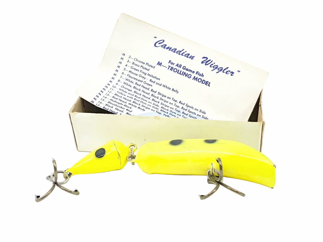 Canadian Wiggler MJ Jointed Model Lure, Chartreuse/Black Dots Color w/Box & Paperwork