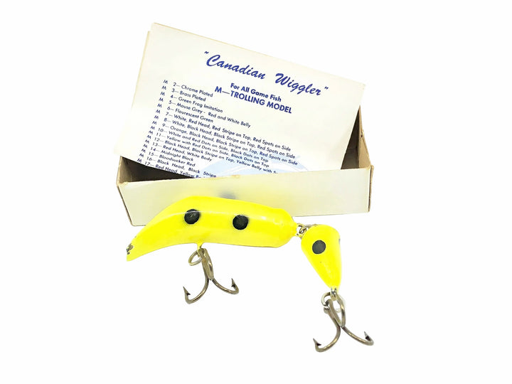 Canadian Wiggler MJ Jointed Model Lure, Chartreuse/Black Dots Color w/Box & Paperwork