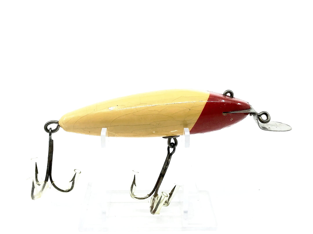 Creek Chub 100 Wiggler (No Eye), Red Head/White Color 102 - Early, Unmarked Lip, Very Good Condition!