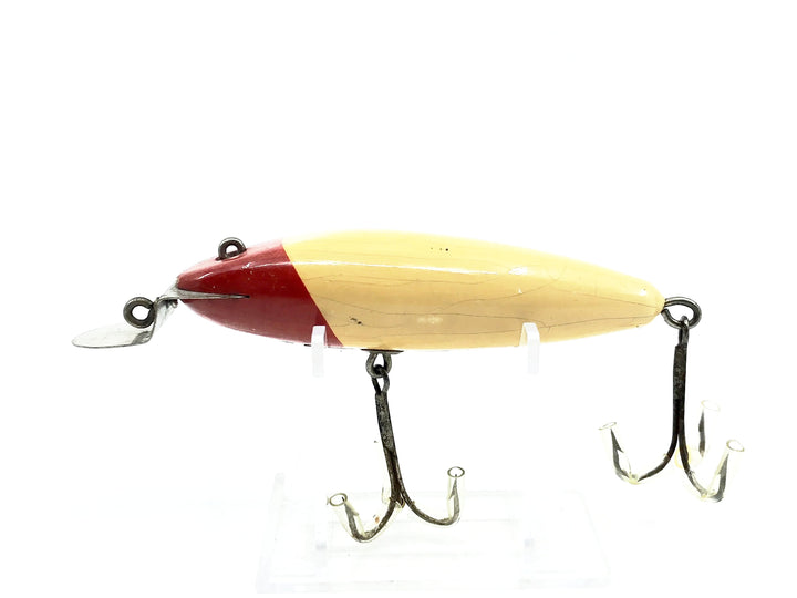 Creek Chub 100 Wiggler (No Eye), Red Head/White Color 102 - Early, Unmarked Lip, Very Good Condition!