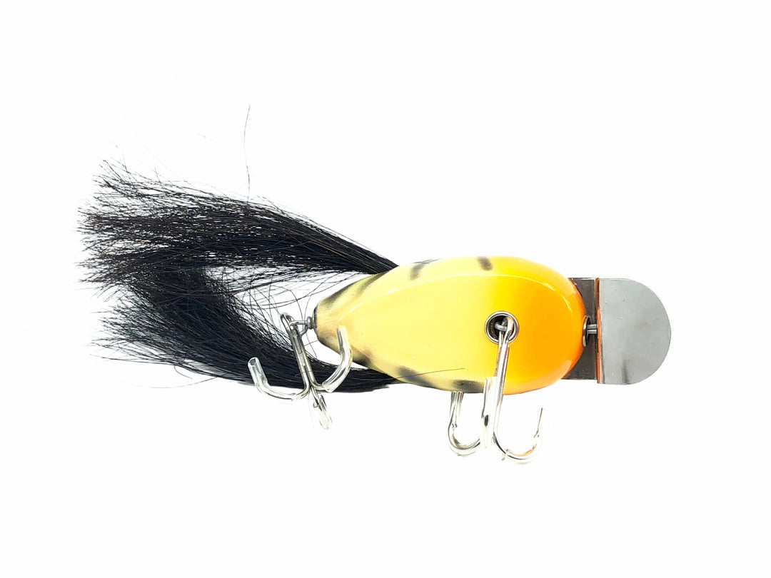 Musky Dan (XXX Lures) Husky Dingbat, Yellow/Orange Face/Black Ribs Color