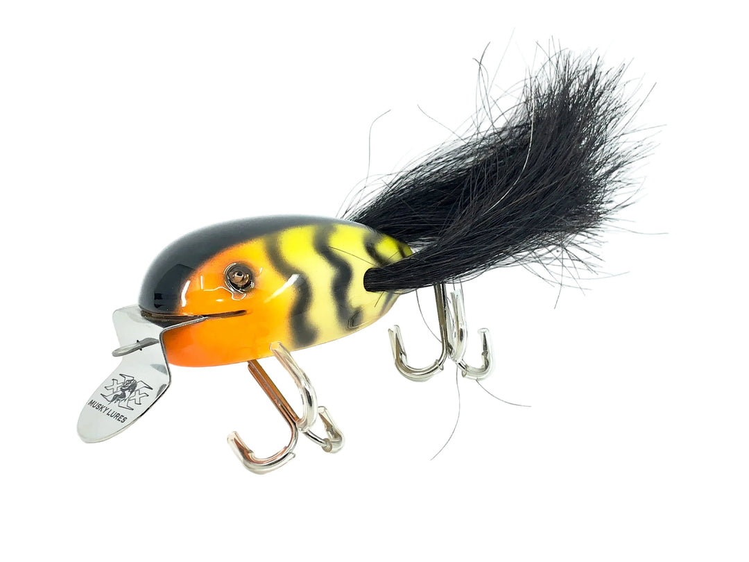 Musky Dan (XXX Lures) Husky Dingbat, Yellow/Orange Face/Black Ribs Color