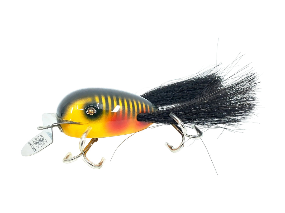 Musky Dan (XXX Lures) Husky Dingbat, Yellow/Bar Perch Color