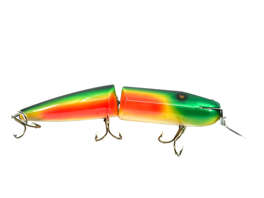 Musky Dan (XXX Lures) Giant Jointed Pikie, Rainbow Fire Color