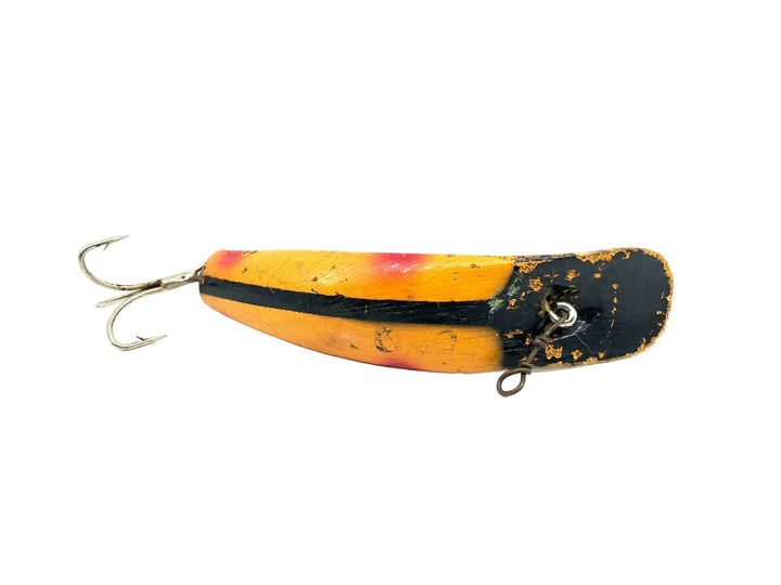 Helin Wooden Flatfish U20, LOB Light Orange/Red Tip/Black Stripe Color - Wooden