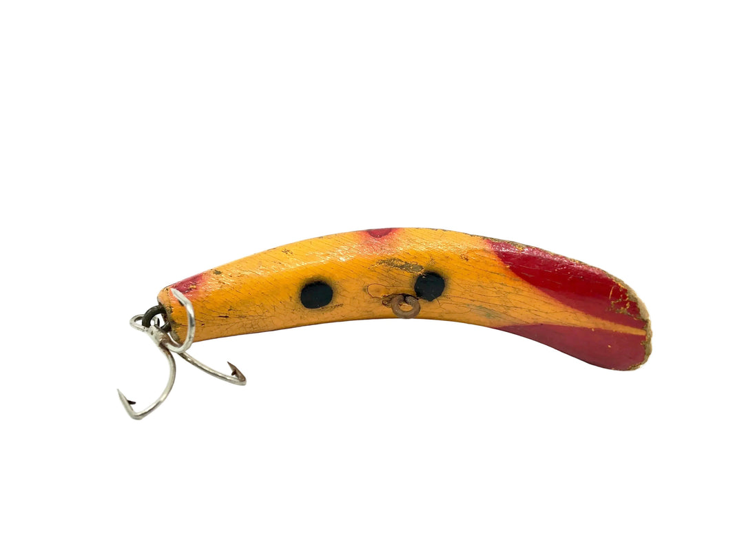 Helin Wooden Flatfish U20, LOB Light Orange/Red Tip/Black Stripe Color - Wooden